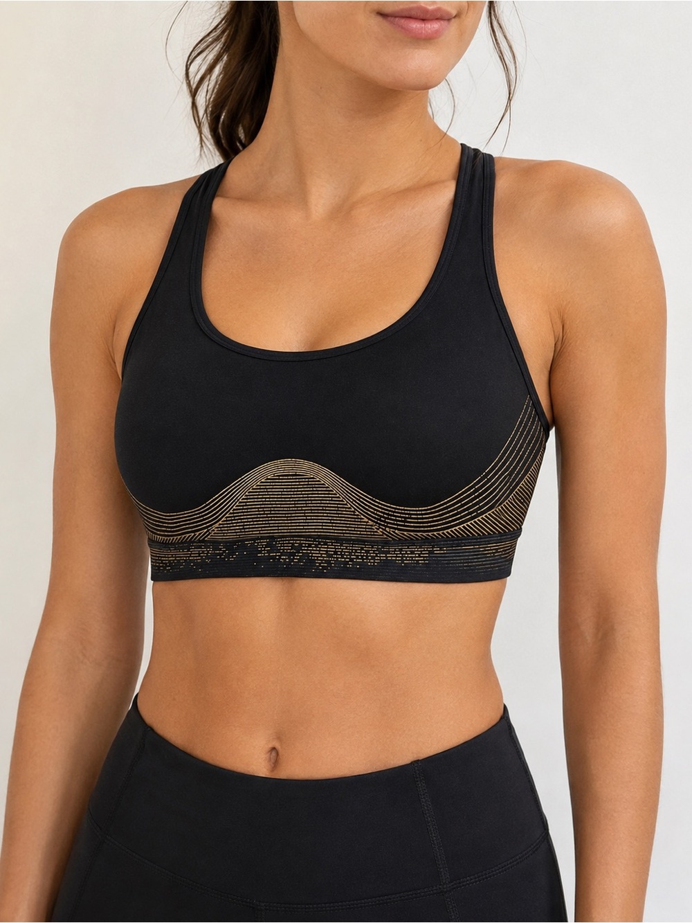 Victoria’s Secret Sport Black Gold Racerback Mesh Sports Bra Size M